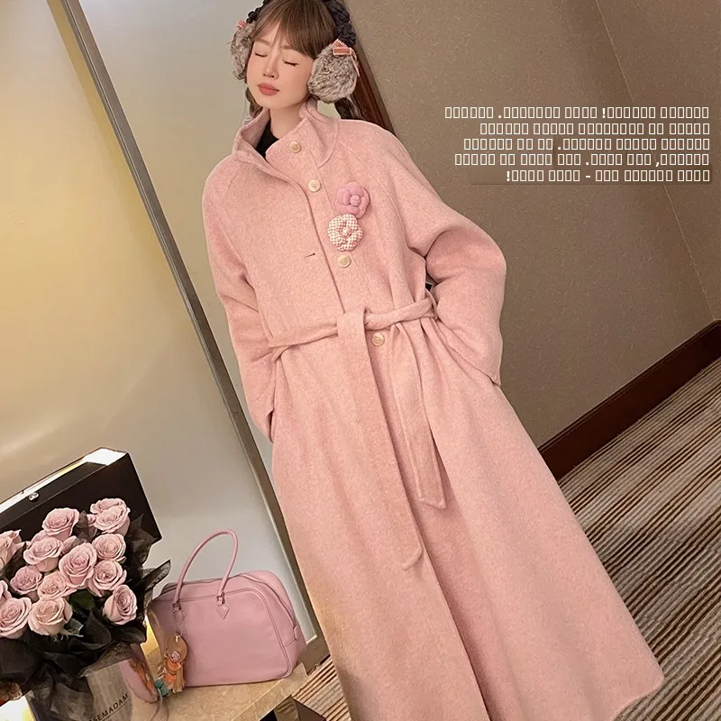 

Пальто Vimas из двусторонней шерсти альпака, бархатистое, мягкое, нежно-розовое, повседневное, свободного кроя, с длинными рукавами, для работы, стандартной длины, на пуговицах