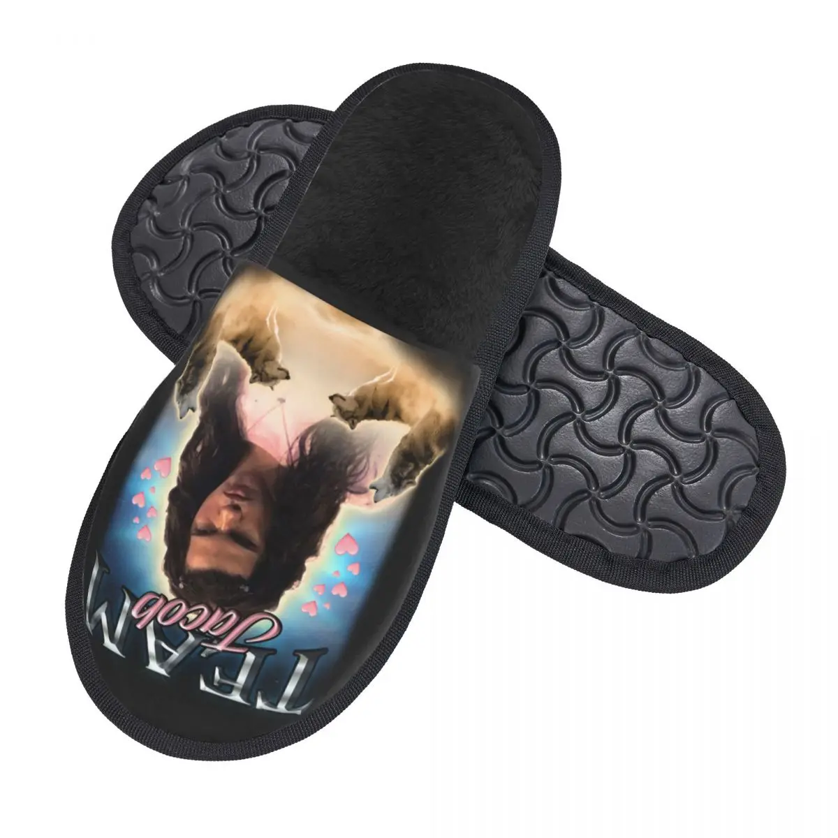 Team Jacob Cursed Collage Guest Slippers for Hotel Women Custom Print The Twilight House Shoes