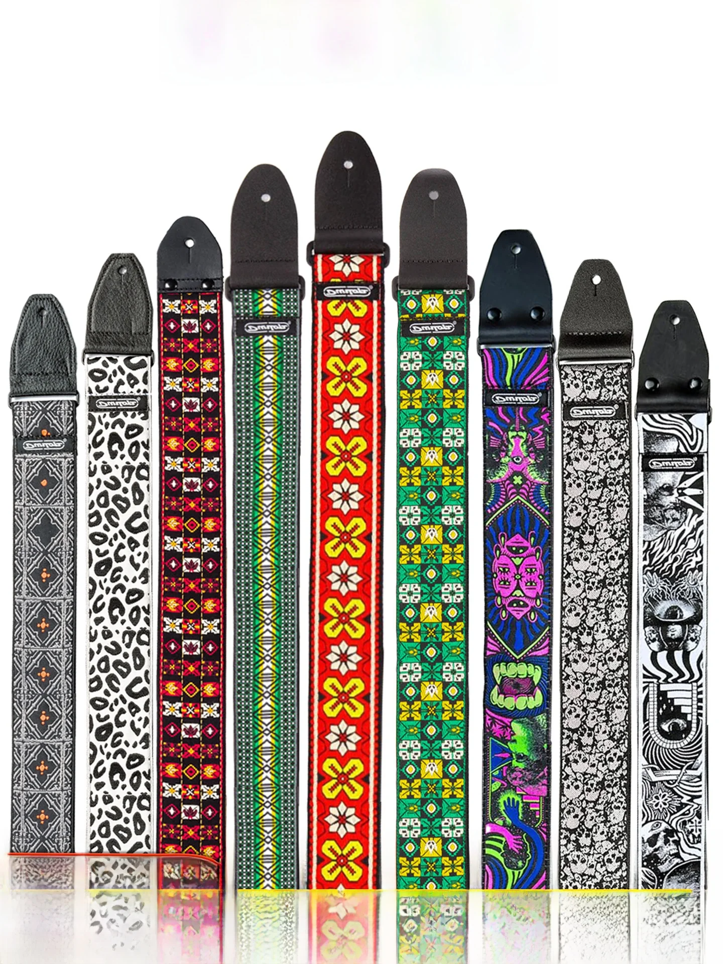 sangle-de-guitare-dunlop-en-cuir-brode-universelle-pour-guitare-acoustique-basse-sac-a-bandouliere-en-bois