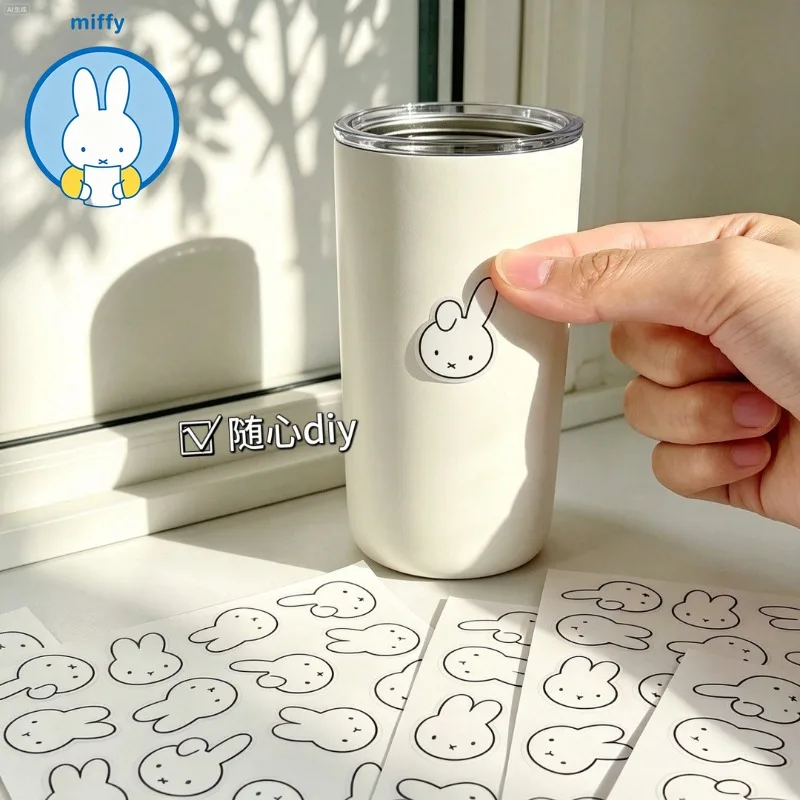 Kawaii Miffy Creative Water Cup Stickers Cute Luggage Computer Insulated Cup Decoration Waterproof Handbag Small Stickers
