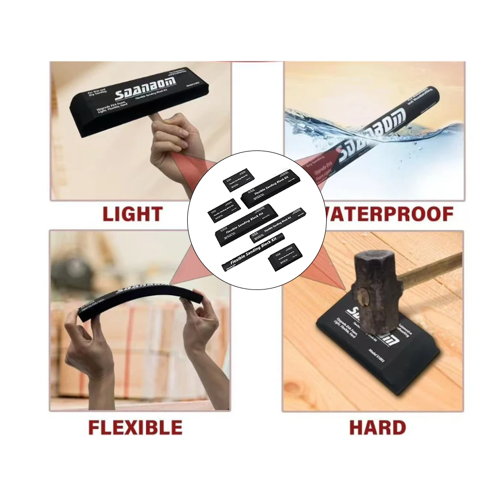 7 pçs kit de bloco de lixamento flexível espuma eva molhado ou seco autobody mão lixar blocos kit para carro automotivo carroçaria madeira