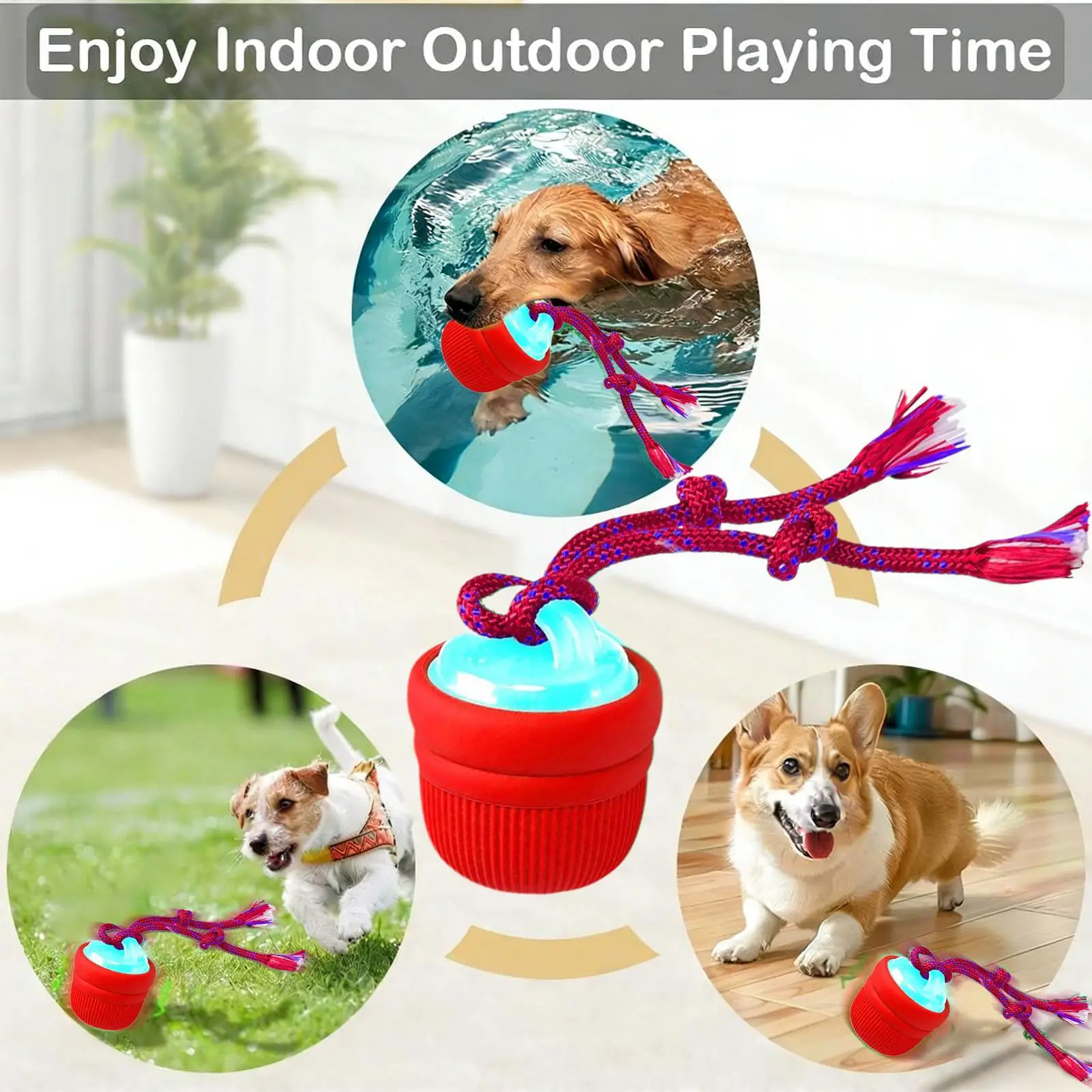 

Интерактивный мяч для собак, устойчивый к укусам, жевательный, прочный, автоматический, подвижный мяч для собак для маленьких, средних и больших щенков, дома, в помещении, на открытом воздухе