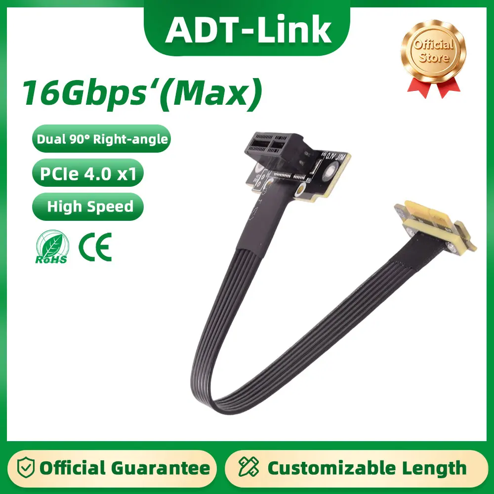 

ADT-LINK M11SL-TL PCIE 3.0 4.0 x1 Extension Cable Dual Right Angle Sound Card Wireless Network Card Graphics Card Slot Expansion
