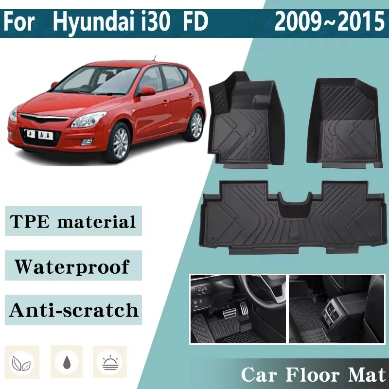 

Автомобильные коврики с левым рулем для Hyundai i30 Аксессуары FD MK1 2009 ~ 2015 Автомобильный коврик для хранения ног Автомобильный водонепроницаемый коврик на заказ Автомобильные аксессуары