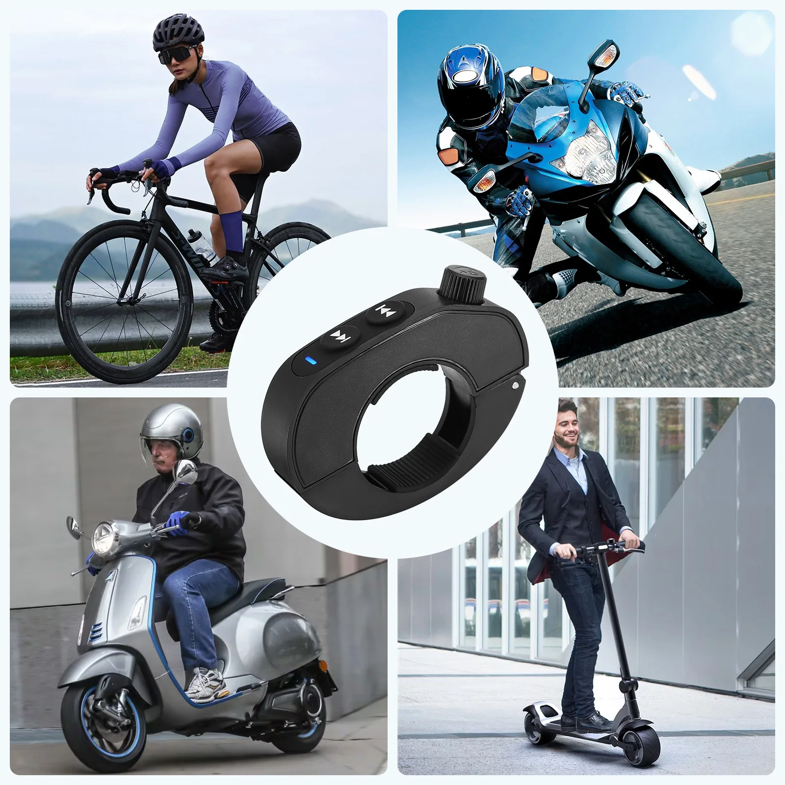 Controlador de mídia para guidão de moto, bluetooth, interruptor de chamadas mãos-livres, controle remoto, à prova d'água para capacete, fone de ouvido