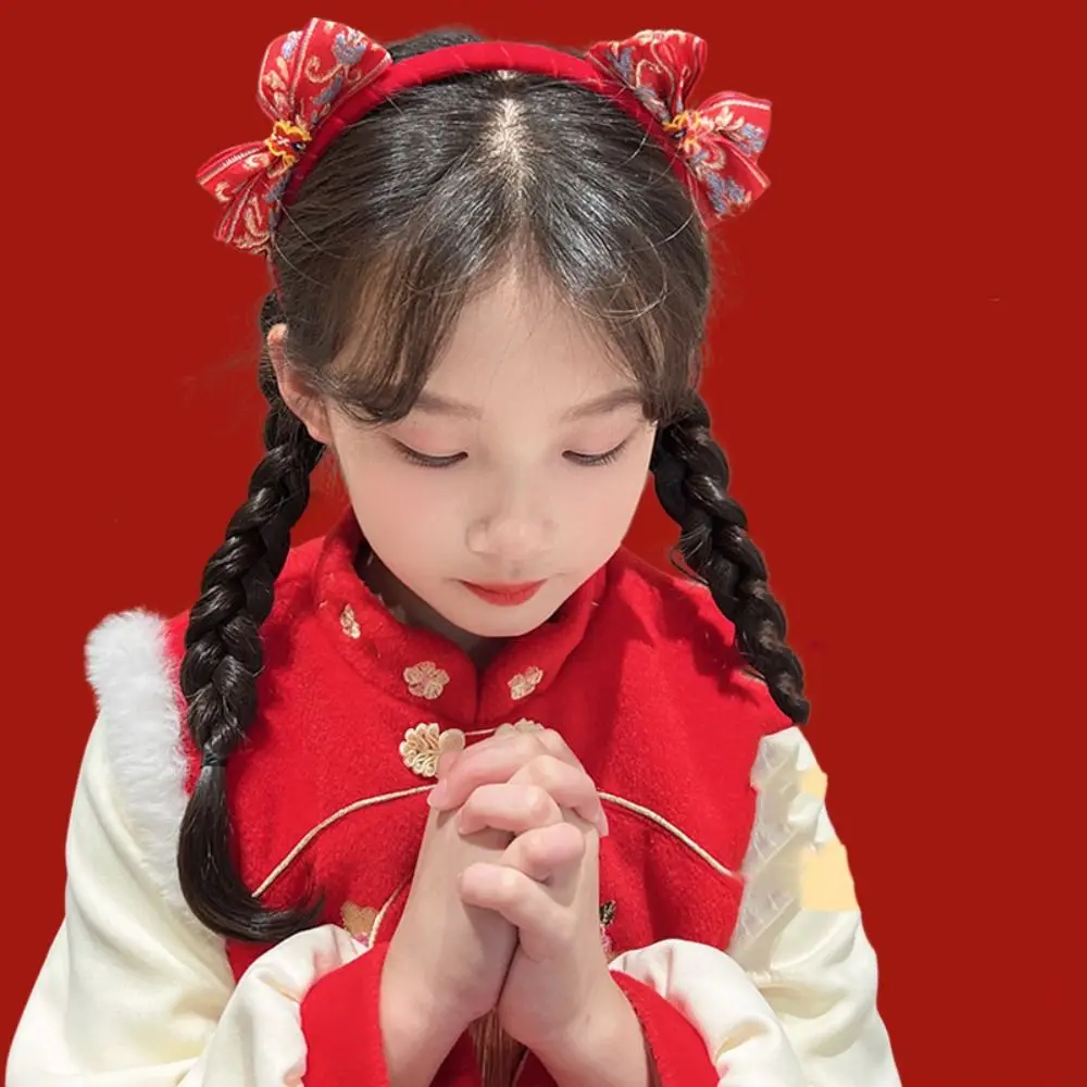 

Red Hairband New Year Hair Band Flower Tassel Red Bow Headband New Year Headwear Hairball Chinese Style Headdress