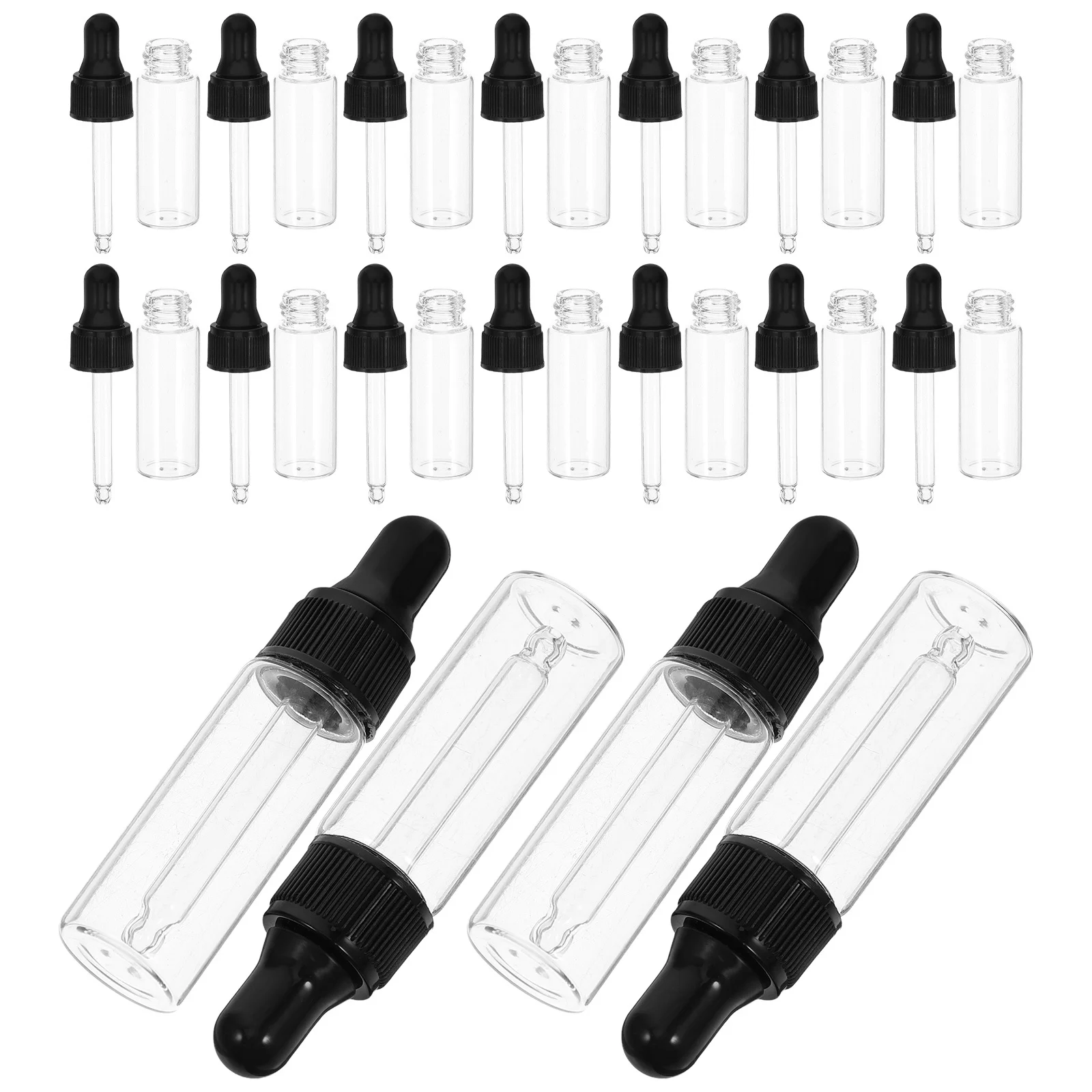 

20Pcs Transparent Mini Glass Dropper Bottles 5Ml Tight Seal Caps for Essential Oils Perfume Serum Travel Size Sample Vials