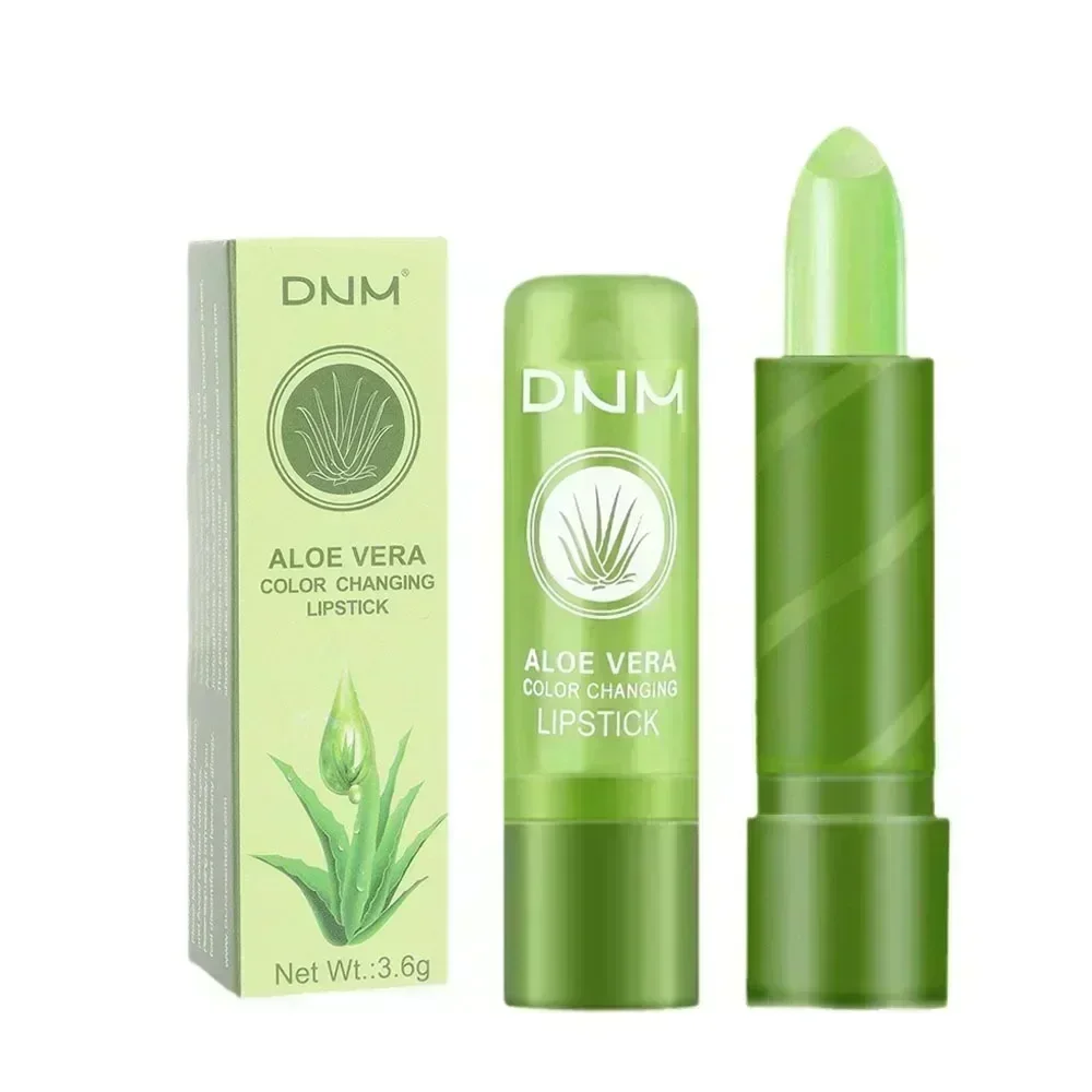 Dnm mudança de cor aloe vera bálsamo labial natural hidratar reparação lábios adequado maquiagem diária batom profissional à prova dwaterproof água 3.6g