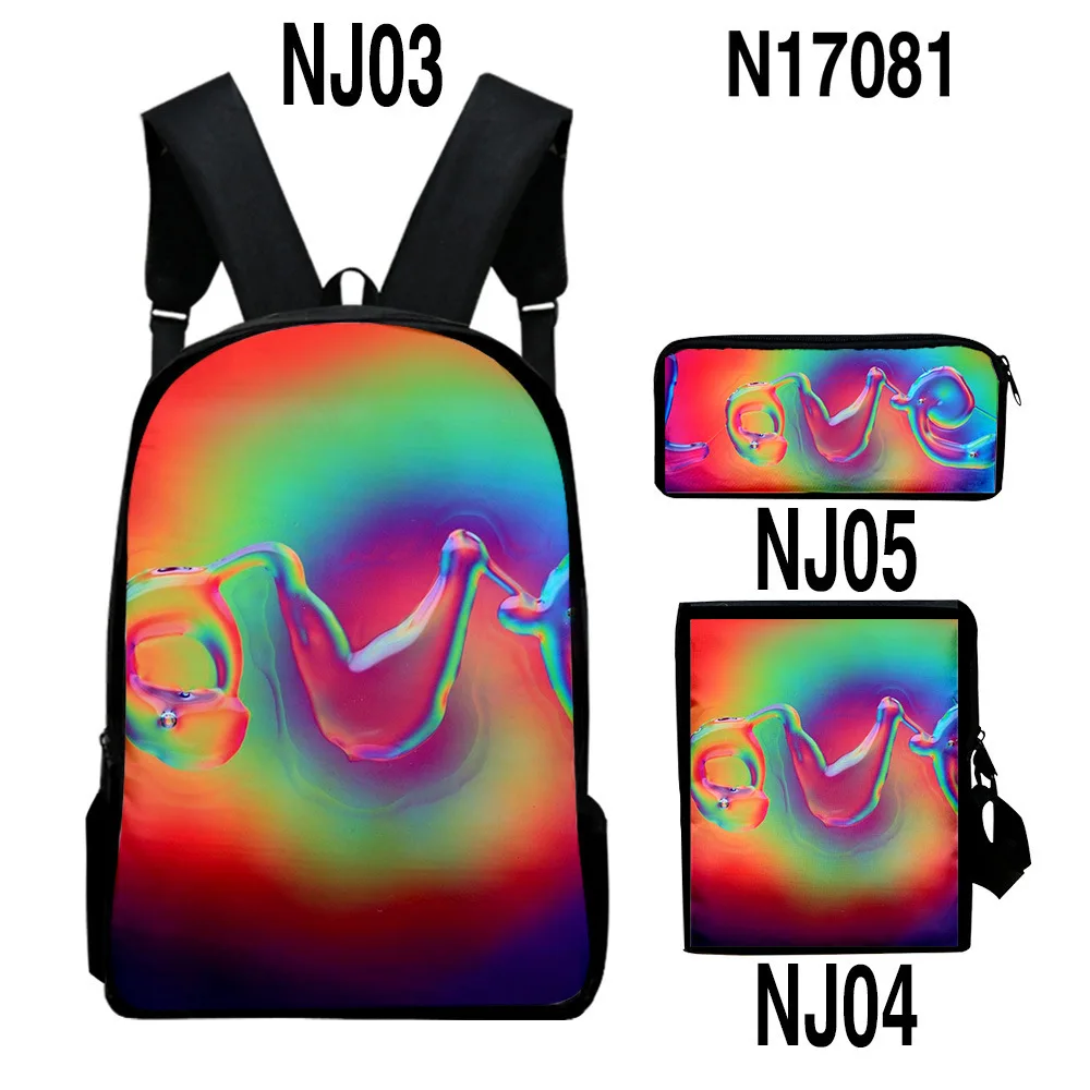 

Harajuku Youthful Colourful Tie dye 3D Print 3pcs/Set Student Travel bags Laptop Daypack Backpack Shoulder Bag Pencil Case