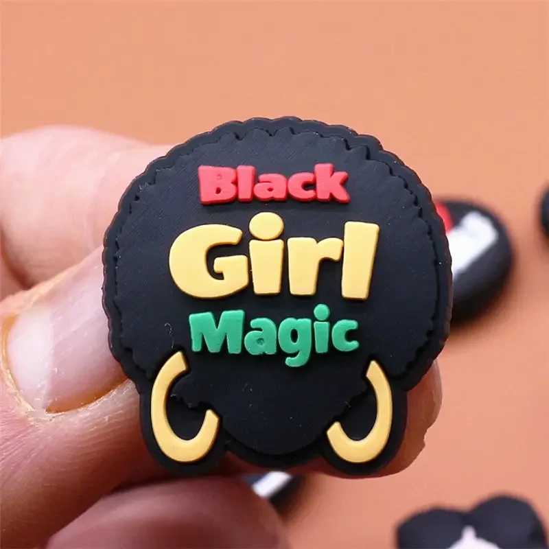 1pcs Black Elements Shoe Charms Black Girl Magic Queen Shoes Accessories Decoration Fit Kids Gifts