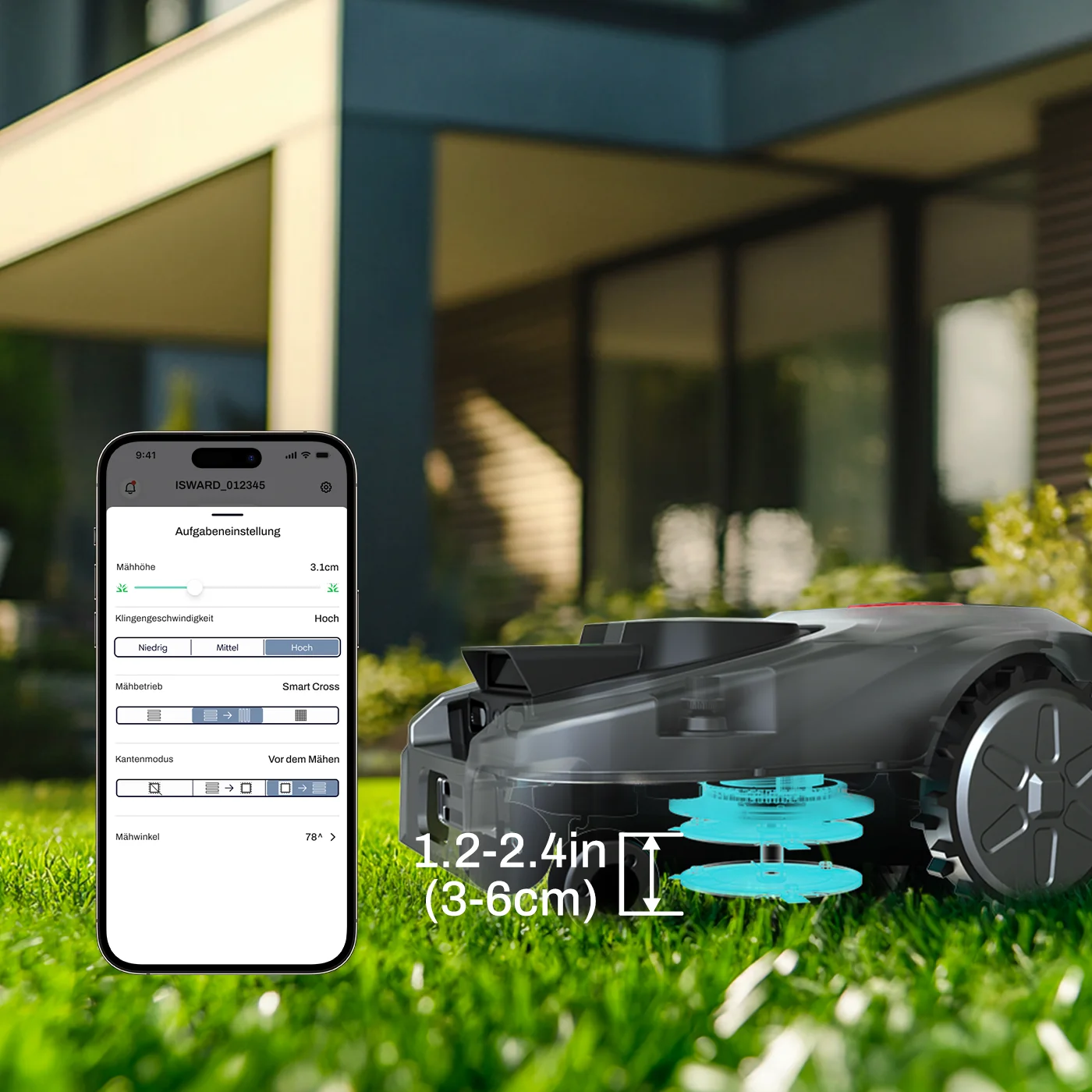 ISWARD GS Wire-Free RTK+AI Vision Robot Lawn Mower:1000㎡, Obstacle Avoidance, 4G/WiFi/Bluetooth App, GPS Anti-Theft