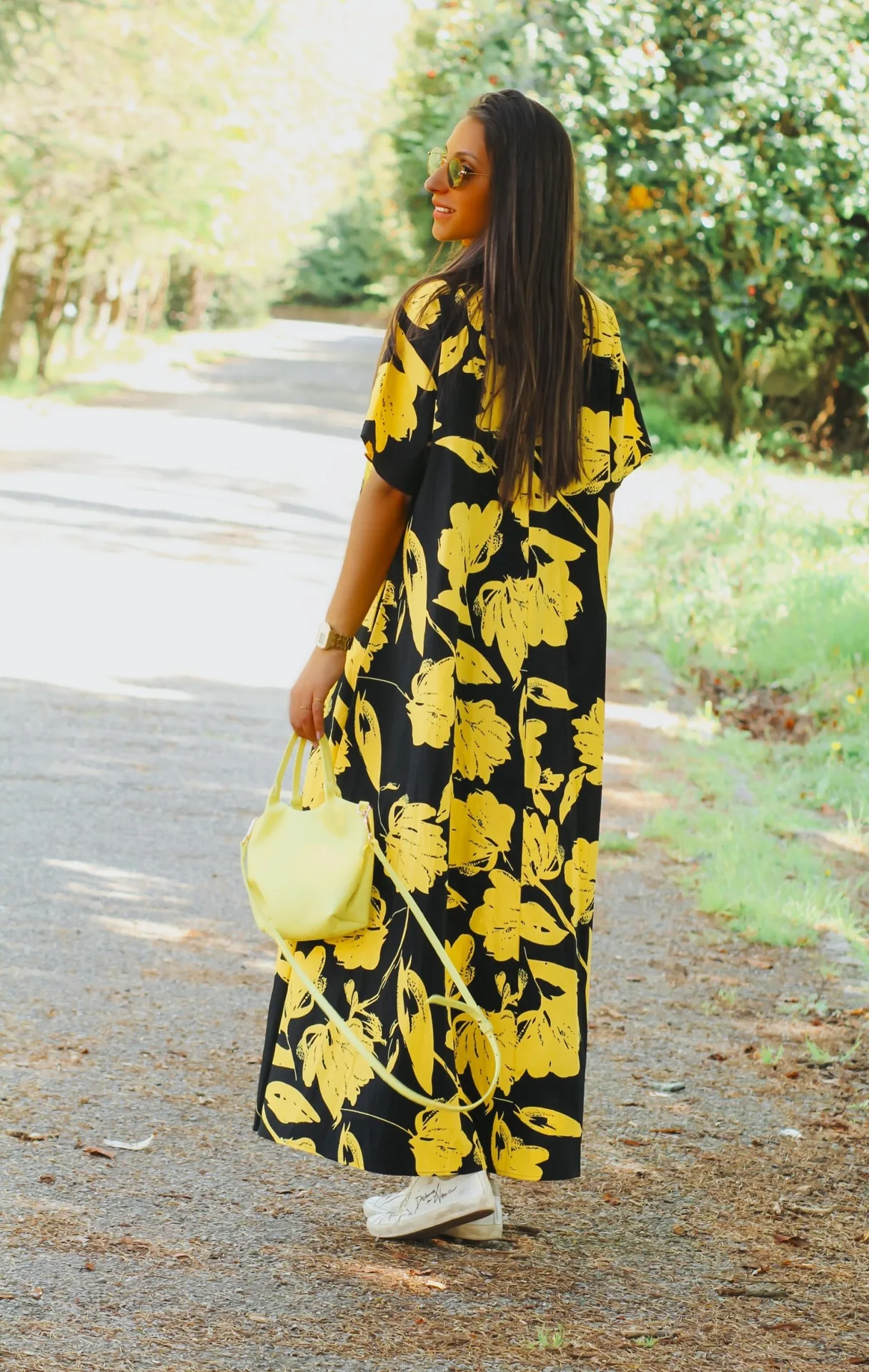 Women's Fashion Holiday Casual Turtleneck Robe Long Floral Printed Loose Dress Ladies Turndown Collar Button Long Casual Dress