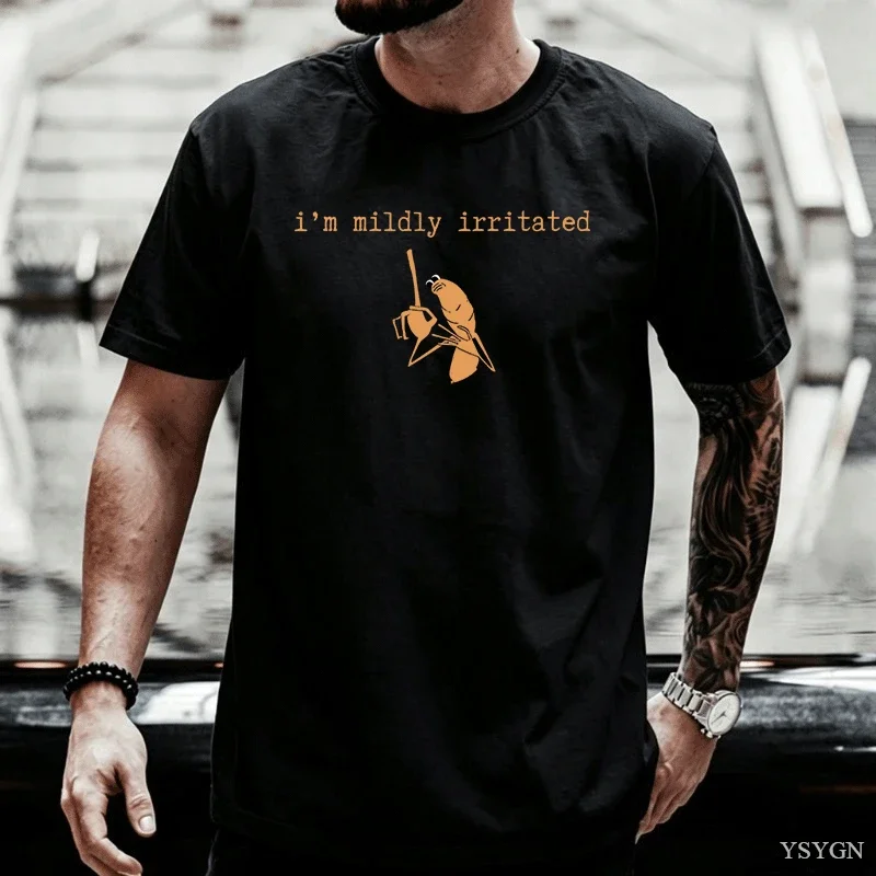 I AM Mildly Irritated Marcus The Worm Meme Brain Rot Robert Help The Ugly Printed T-shirt Tops Fashion Casual Style Short-sleev