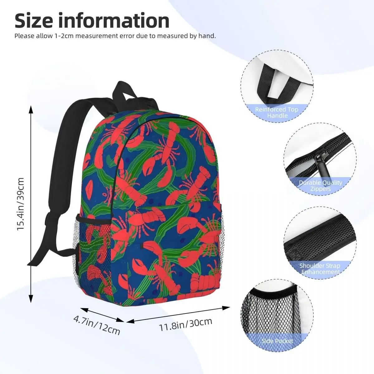 Lobsters And Seaweed Backpacks Boys Girls Bookbag Casual Children School Bags Laptop Rucksack Shoulder Bag Large Capacity