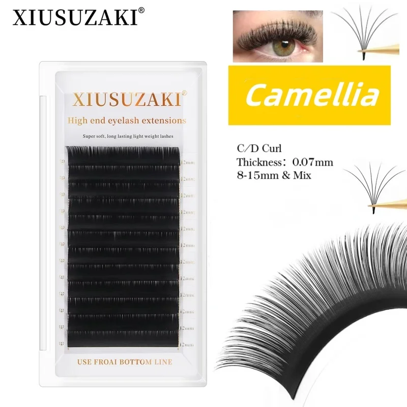 XIUSUZAKI Camellia Easy Fan Auto-Wimpernverlängerungszubehör, die schnell blühende Blüte herstellen, vorgebundene Wimpern, Volumen