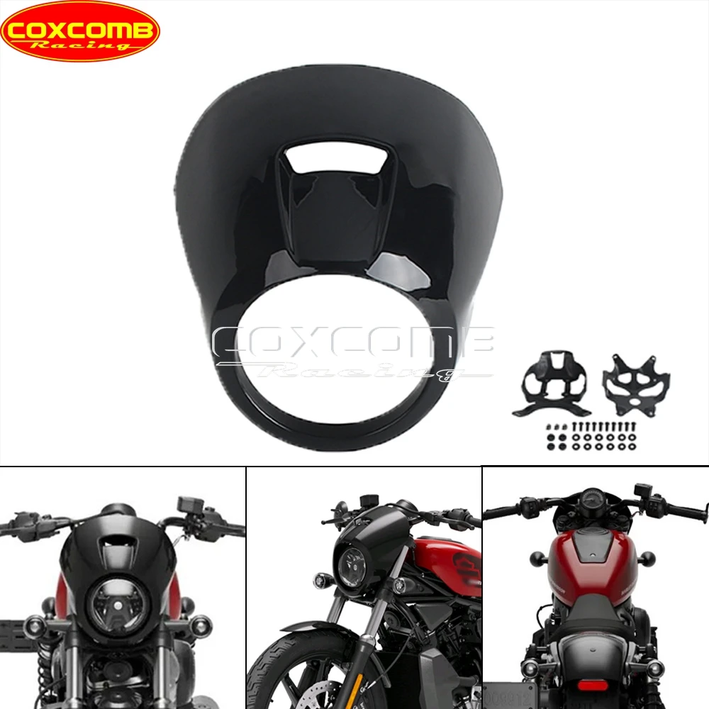 For Harley Nightster 975 RH975 RH 975 2022 2023 2024 Motorcycle Plastic Headlight Fairing Mask Cover Guard Headlamp Cowl Black