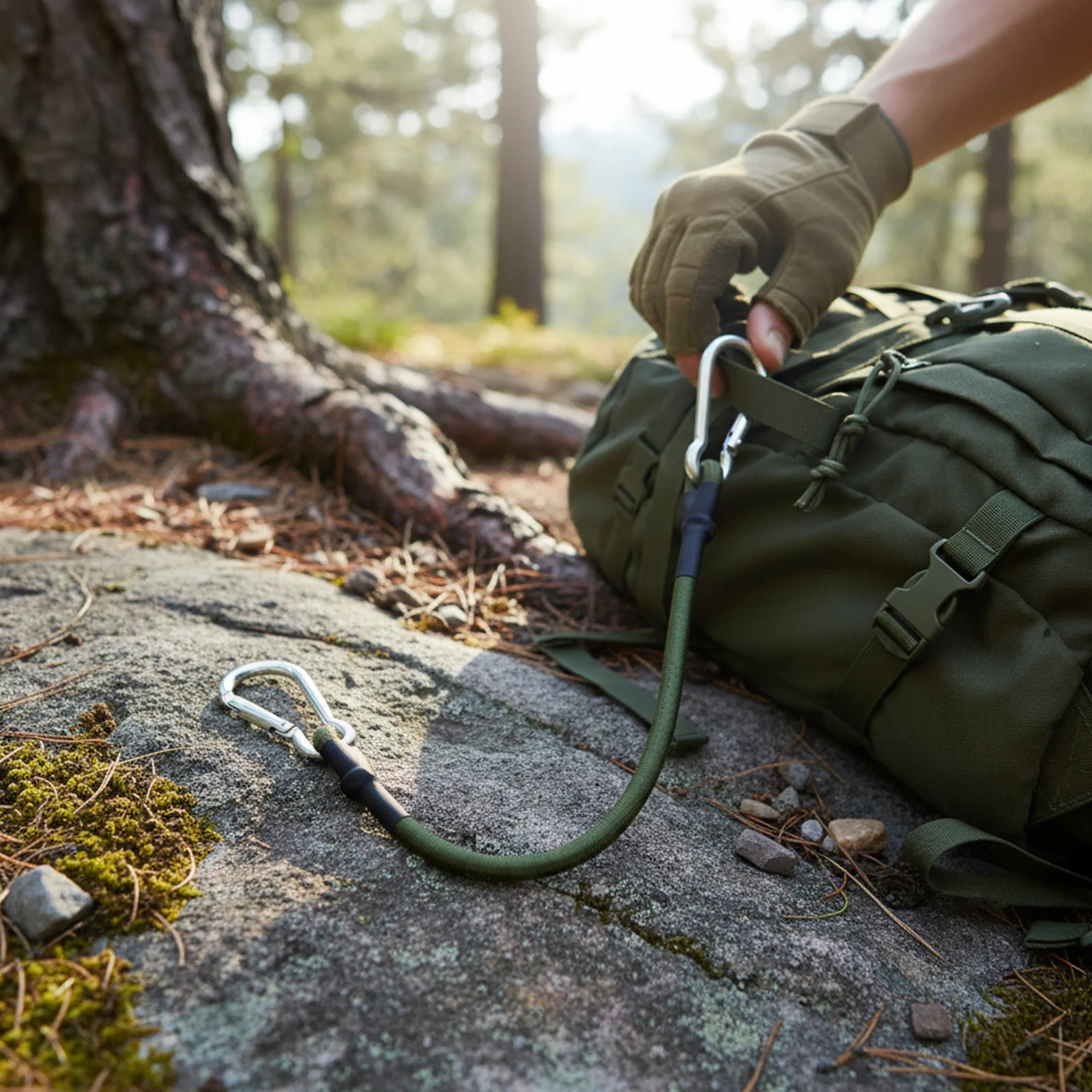 All Weather Use Elastic Rope Heavy-duty Rope Carabiner Hook Flexible Use Heavy-duty Applications Camping Trips