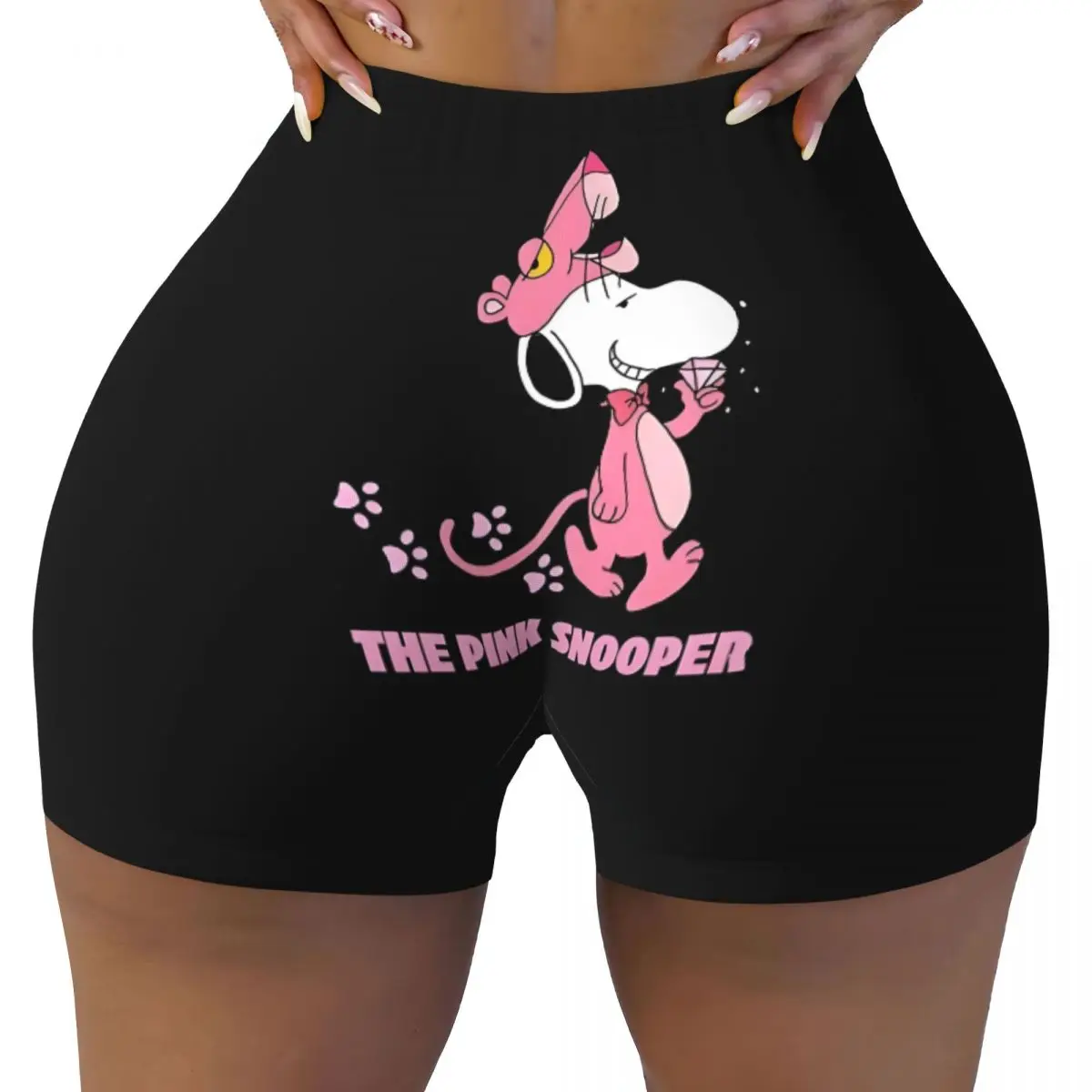 

Custom Women The Pink S-Snoopys Cartoon Workout Yoga Shorts Athletic Gym Running Volleyball Shorts