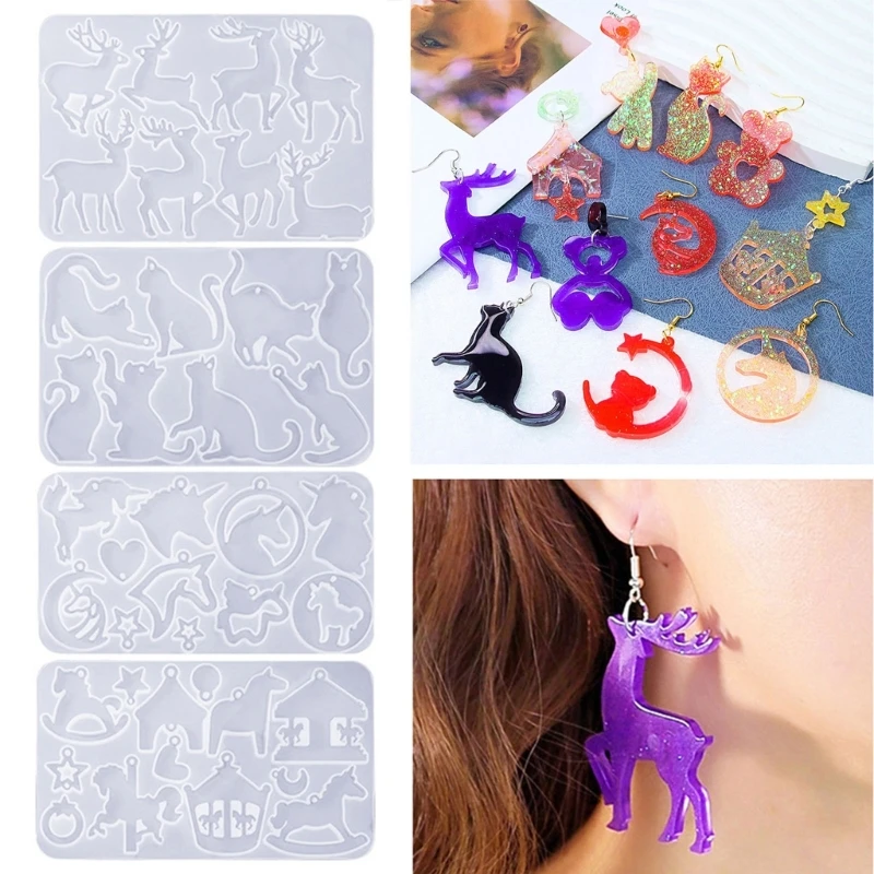 DIY Earrings Silicone Mold Ear Drops Crystal Epoxy Resin Mould Irregular Ear Rings Jewelry Making Tools Party Accessory