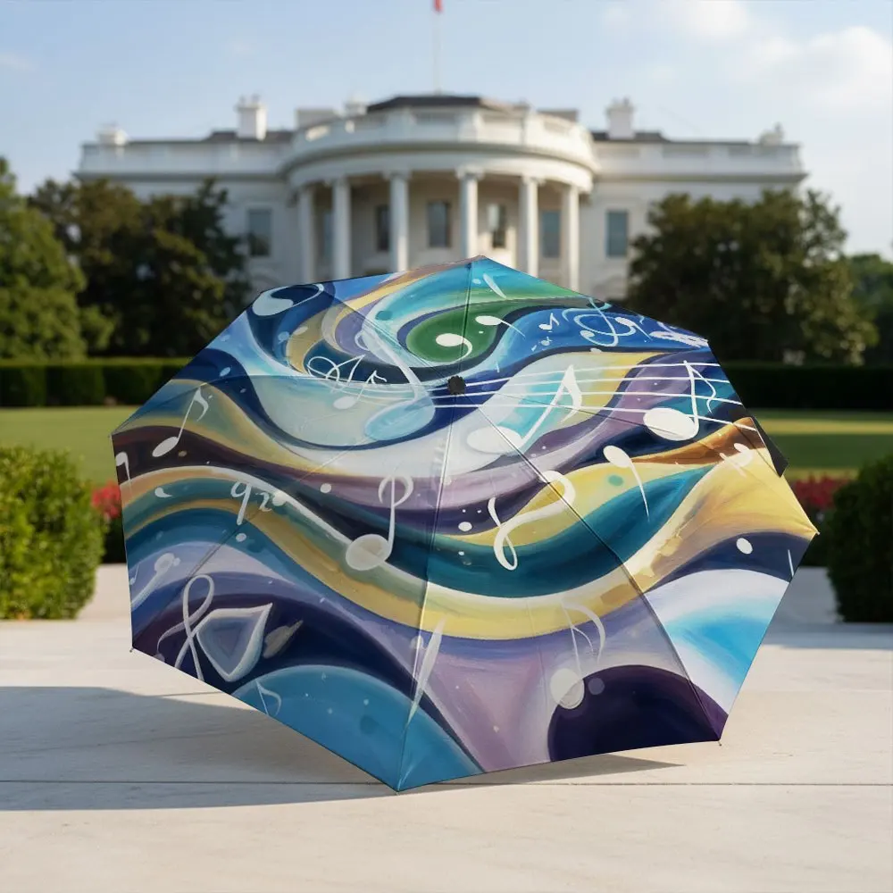 

Автоматический зонт, 1 шт. | Абстрактные музыкальные ноты, портативный складной дизайн, повседневный аксессуар, подарок на Рождество, день рождения, праздник.