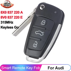 KEYECU 8V0 837 220 E / 8X0 837 220 A Smart Key Keyless Go Remote Fob 315MHz ID48 For Audi A3 S3 2012 2013 2014 2015 2016 2017