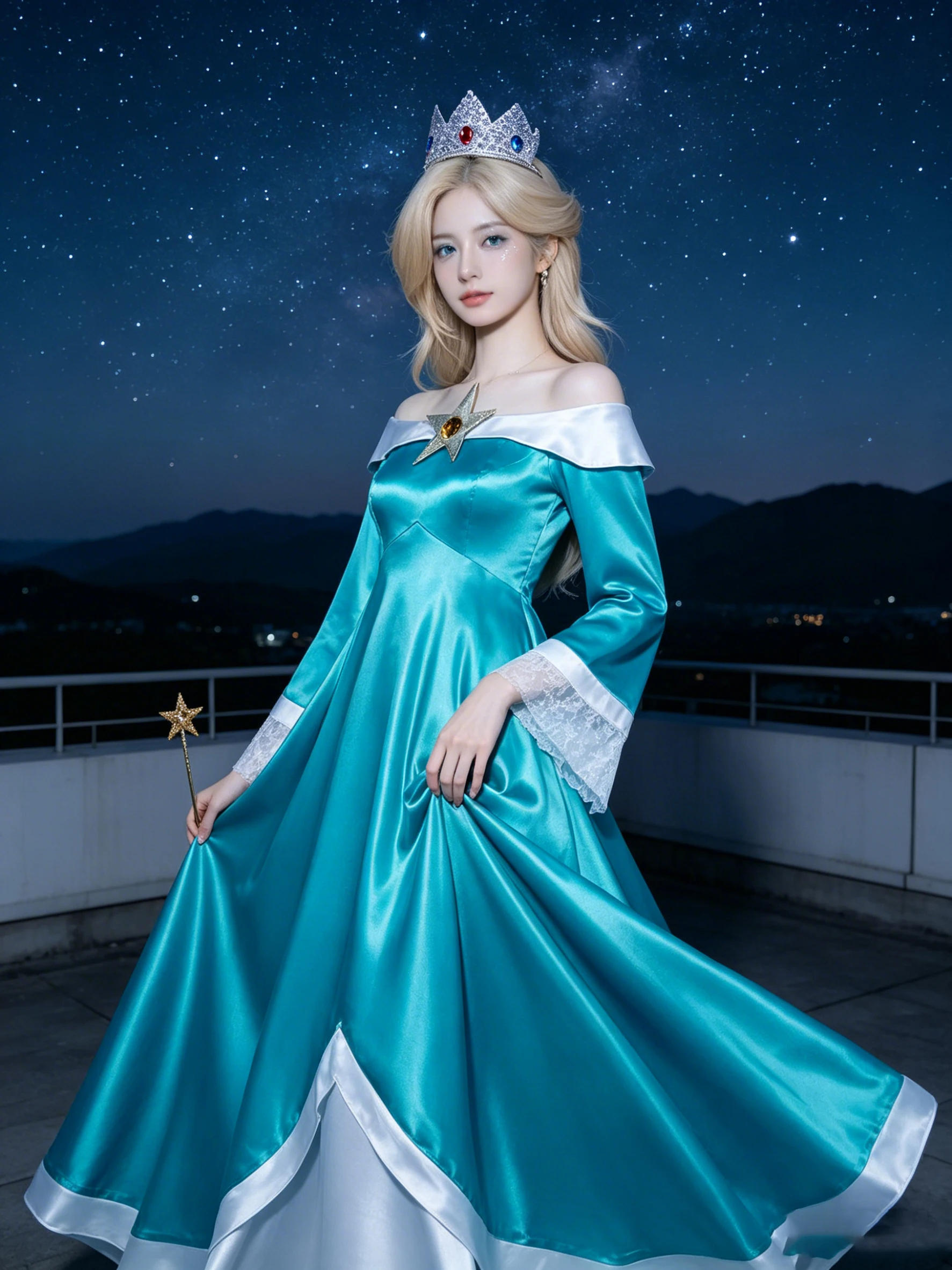 Anime Galaxy Princess Cosplay Costume Blue Long Dress Elegant Party Outfit Women Halloween Role Play Wear view 6