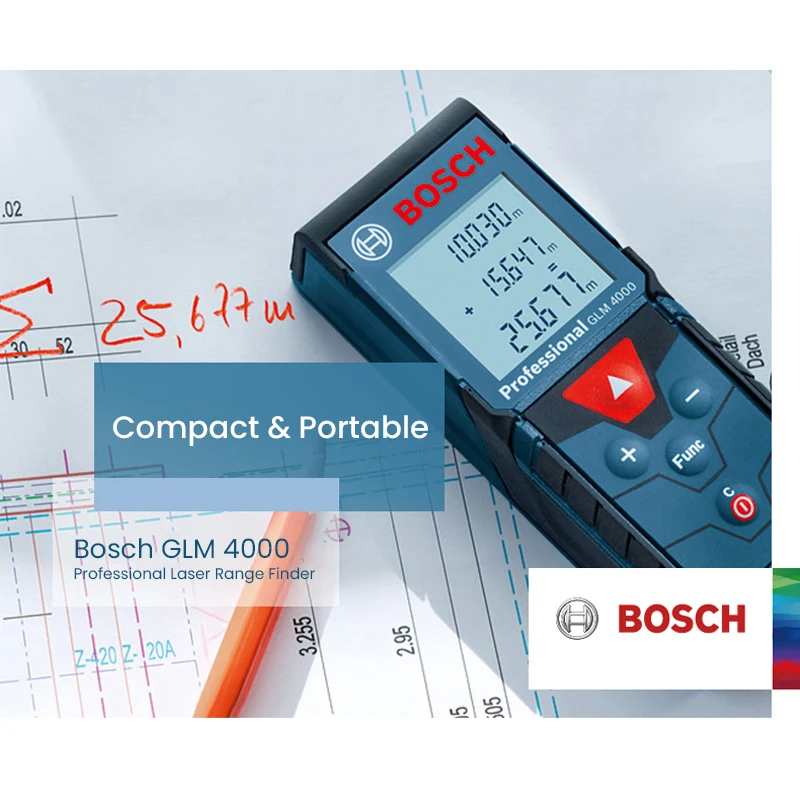 Original Bosch GLM 4000 Laser Range Finder Professional Laser Levels Portable Automatic Measure Machine Battery Powered