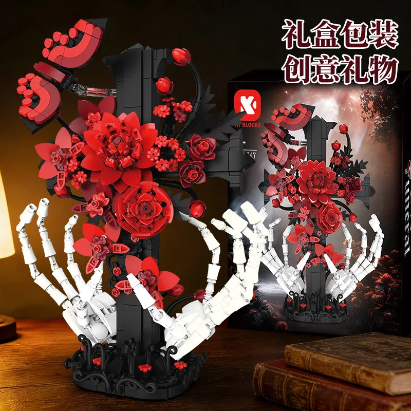 

Набор для сборки модели «Розовый крест» из 901 детали MOC: креативные строительные блоки в виде свежих цветов, конструктор для детей, подарок на день рождения