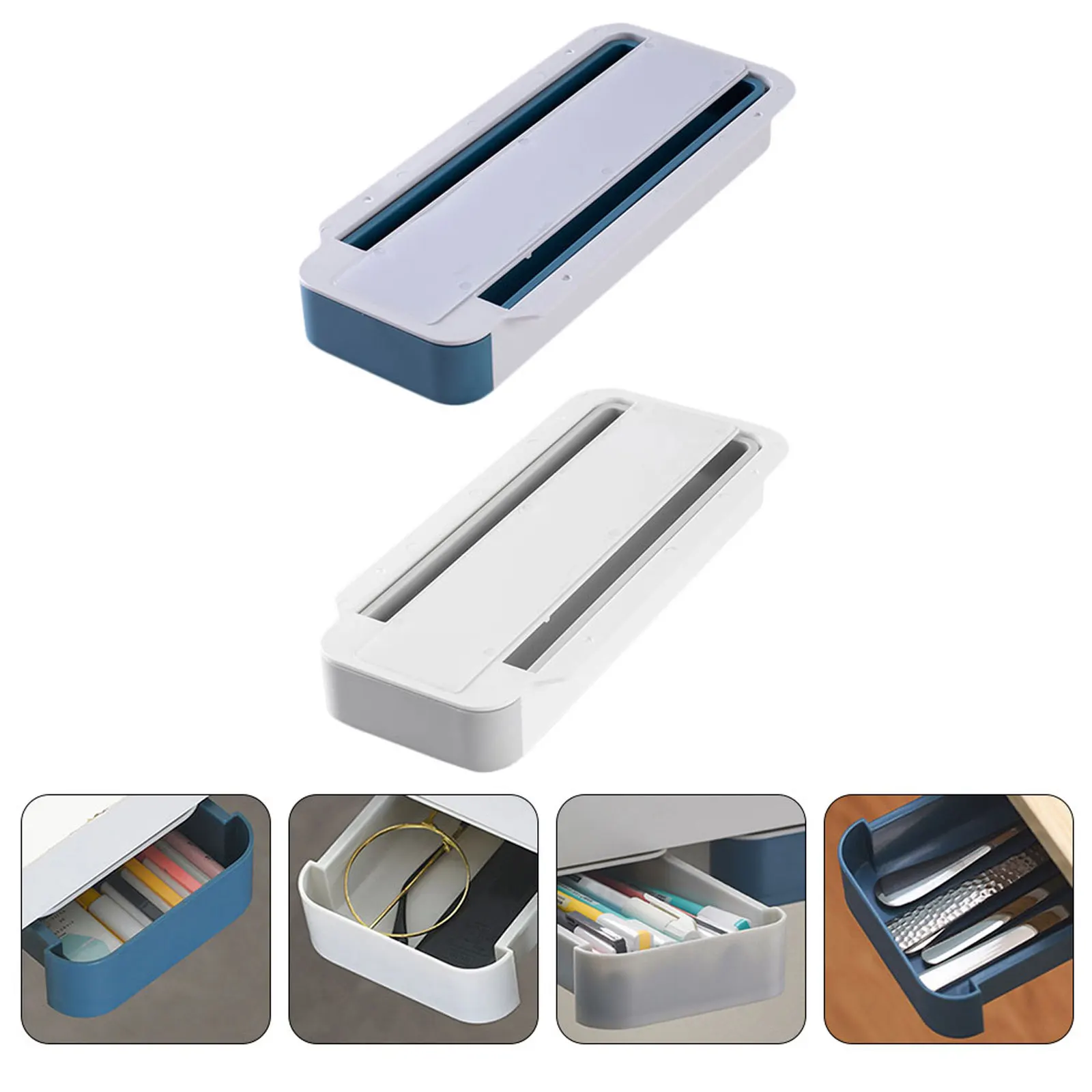 

2Pcs Under Table Hidden Drawer Stationery Box Easy Install No Tools Required Home Office Classroom Use Hidden Stationery Box