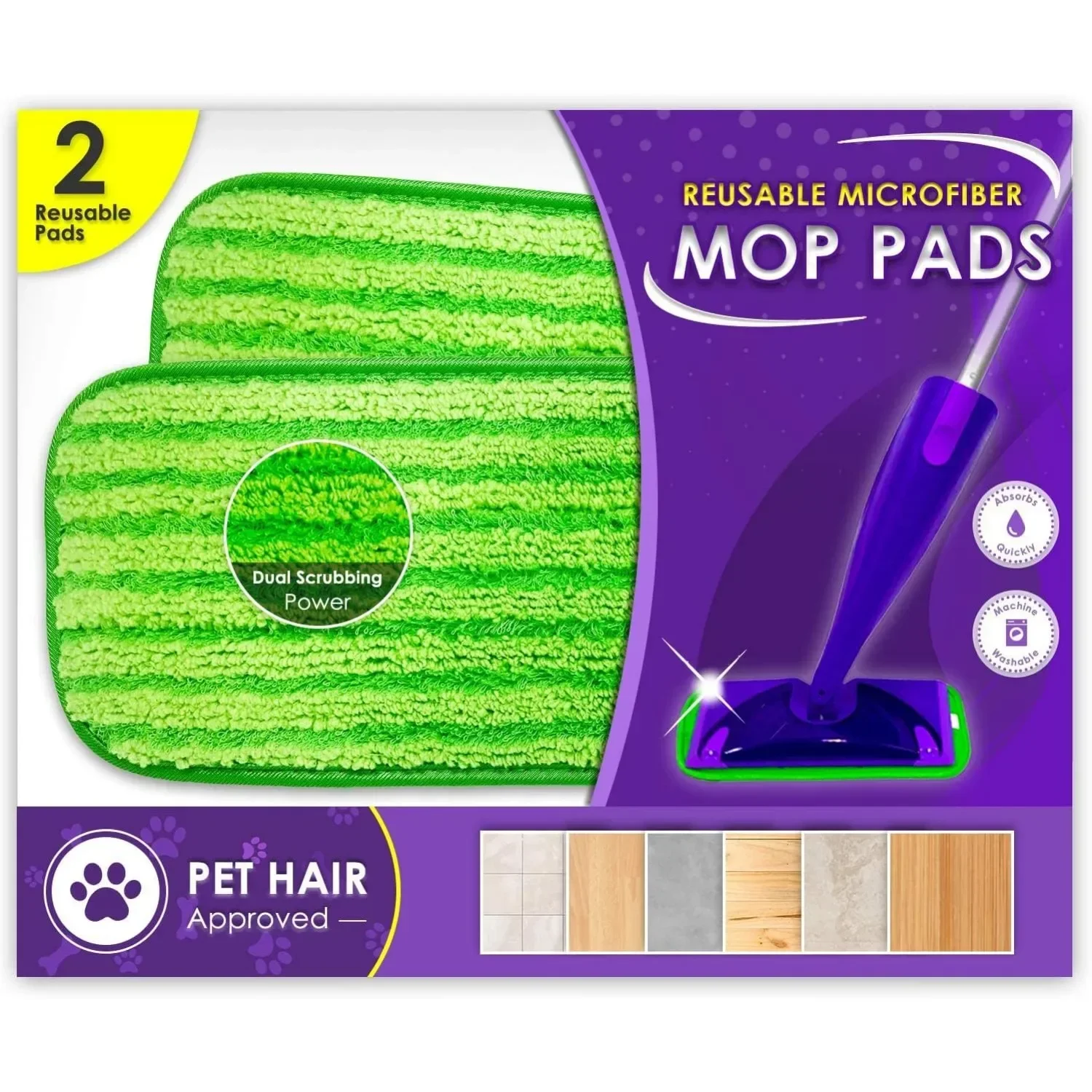 Reusable Floor Mop Pads Wet Jet Compatible Refills Machine Washable 12-inch Microfiber Mop Swiffer Wet Pads Household Cleaning