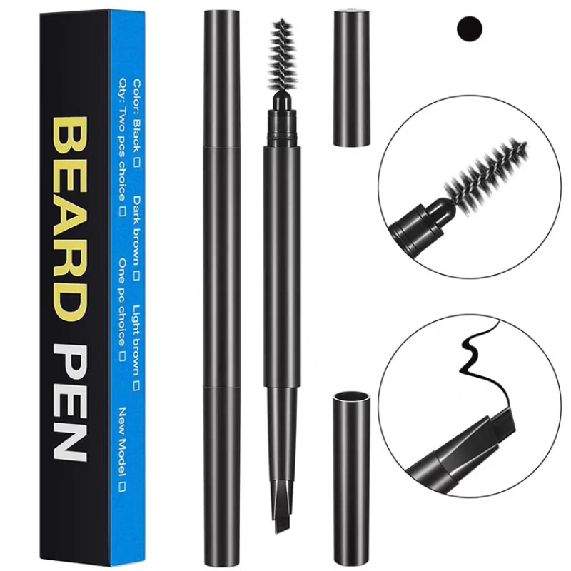 3-Color Waterproof Beard Filling Pencil & Brush Set