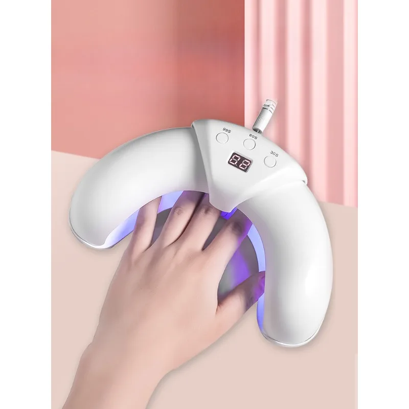 Intelligent quick-drying crescent manicure anti-black hand dual light source  induction will retract U-shaped light