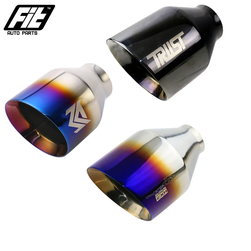 1PCS Car Exhaust Tip 114mm outlet Muffler Tip Tailpipe Stainless Steel Exhaust Pipe Black Silver Blue