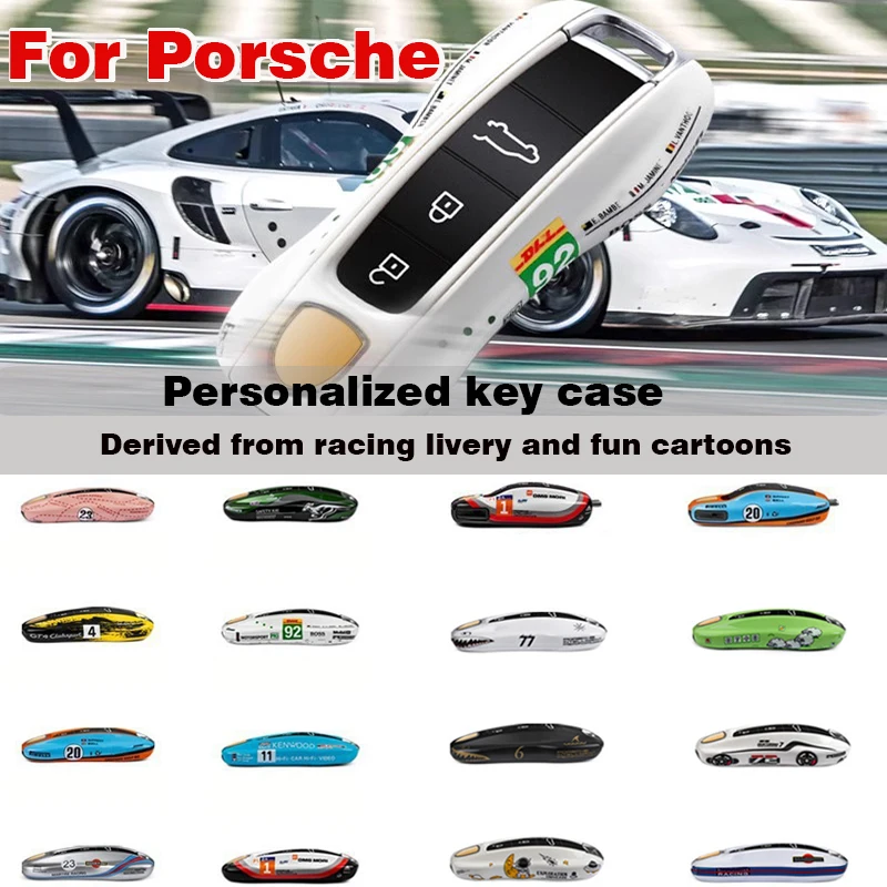 

For Porsche Panamera Cayenne Macan 718 Cayman Boxster 911 Taycan Car 92 Personalized Key Case Protective Shell Remote Fob Cover