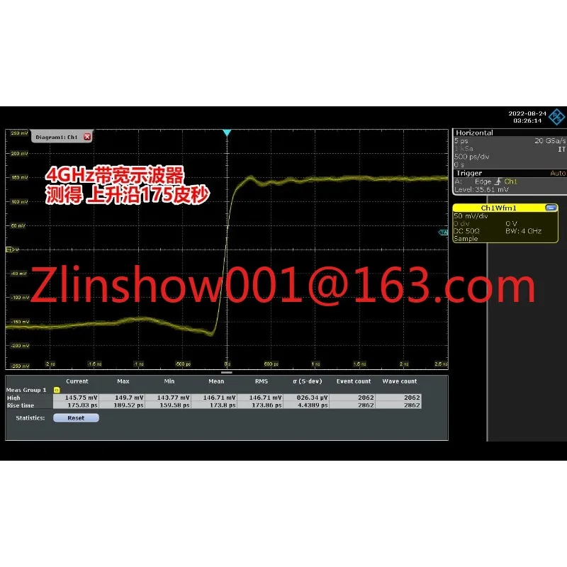 Fast edge pulse generator 150 picosecond rising edge measurement oscilloscope bandwidth TDR measurement