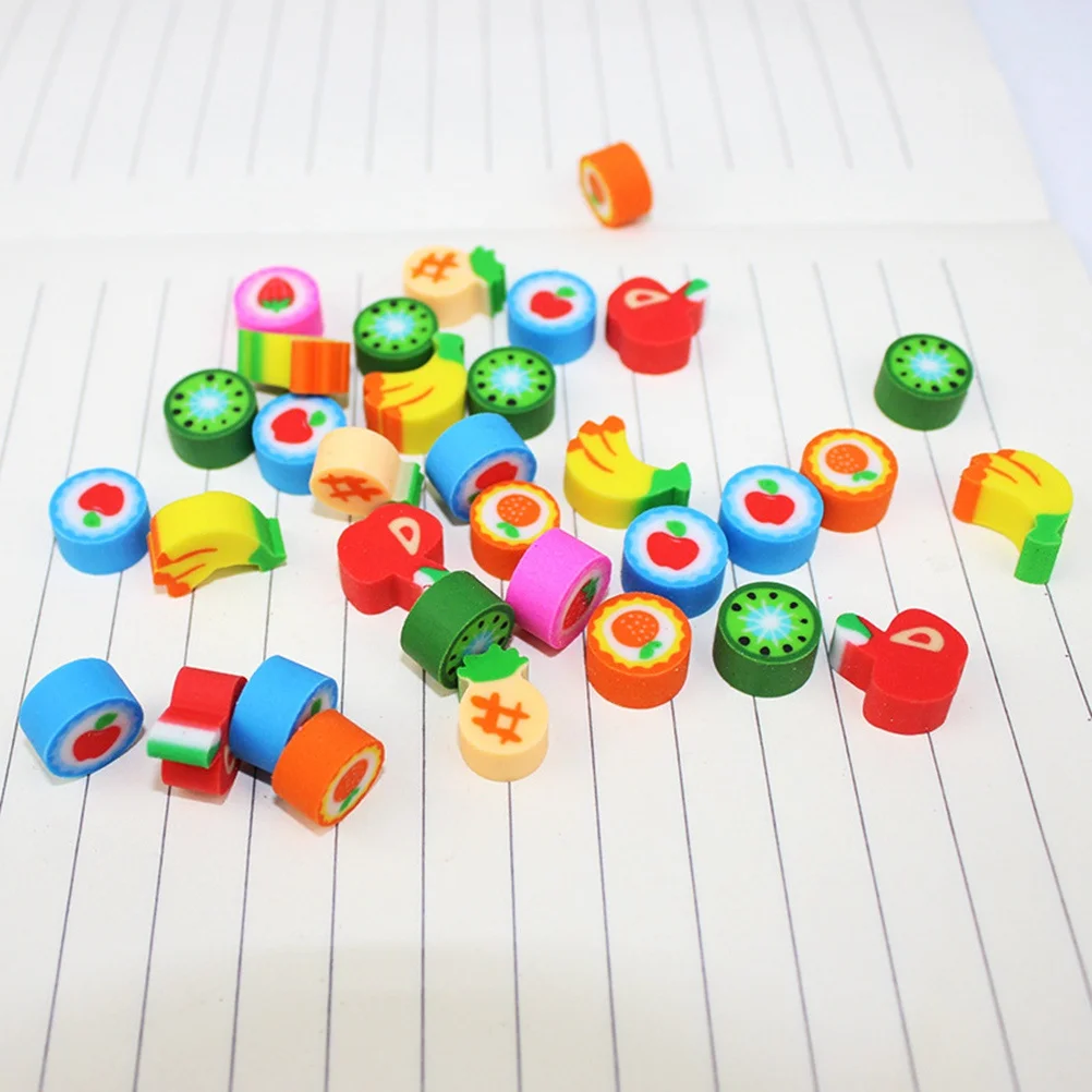 

50Pcs Fruit Erasers Creative Stationery Gifts Durable Soft Comfortable for Kids and Students Random Patterns Fun Study Aid