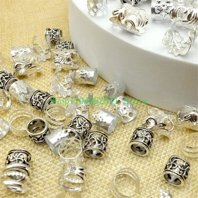 

652F Hair Jewelry For Braid Hair Beads Loose Coil Dreadlock Bead Hair Rings