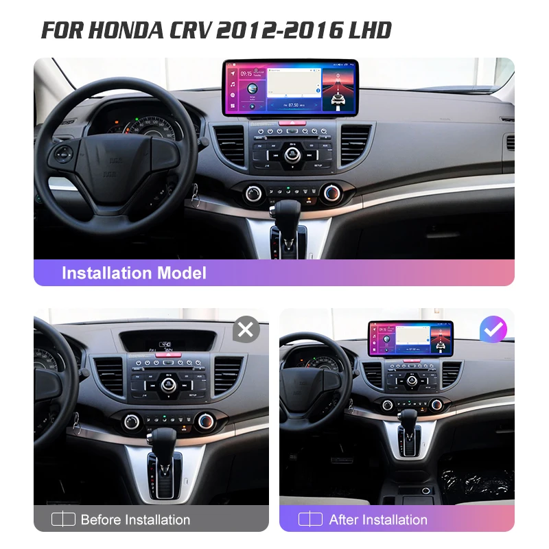 Latest 12.3 Inch Car Radio Navigation WiFi/4G GPS Android12 Carplay With Harness Kit Auto Multimedia For Honda CRV 2012-2016/LHD