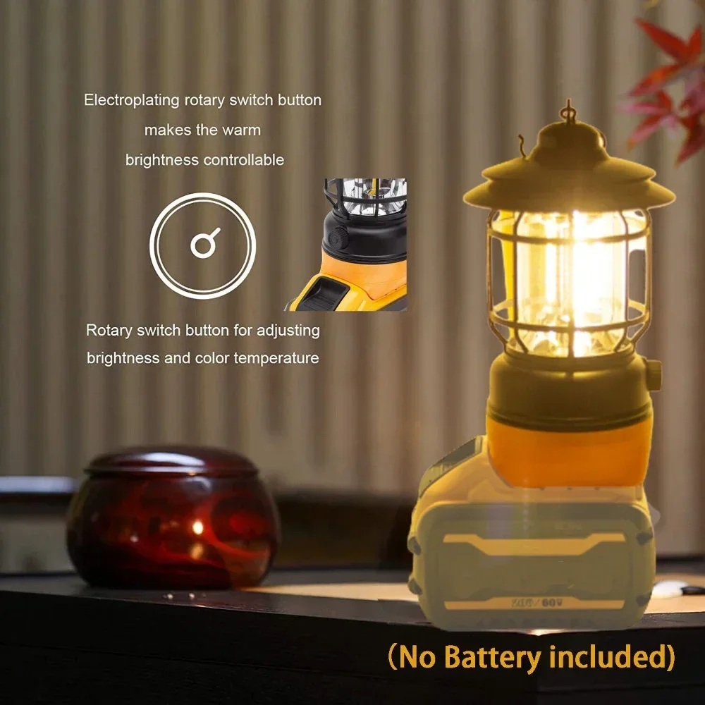Imagem -02 - Lanterna Portátil Led Luz de Trabalho Lanterna de Acampamento para Dewalt 18v Bateria de Lítio Pendurado Tenda Luz ao ar Livre sem Bateria