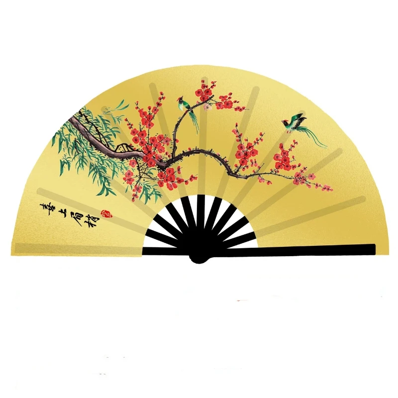 

Chinese Kung Fu Tai Chi Fan Plastic Bone Martial Arts Sound Fan Girl Hanfu Qipao Show Dance Performance Fans Chinese Elements