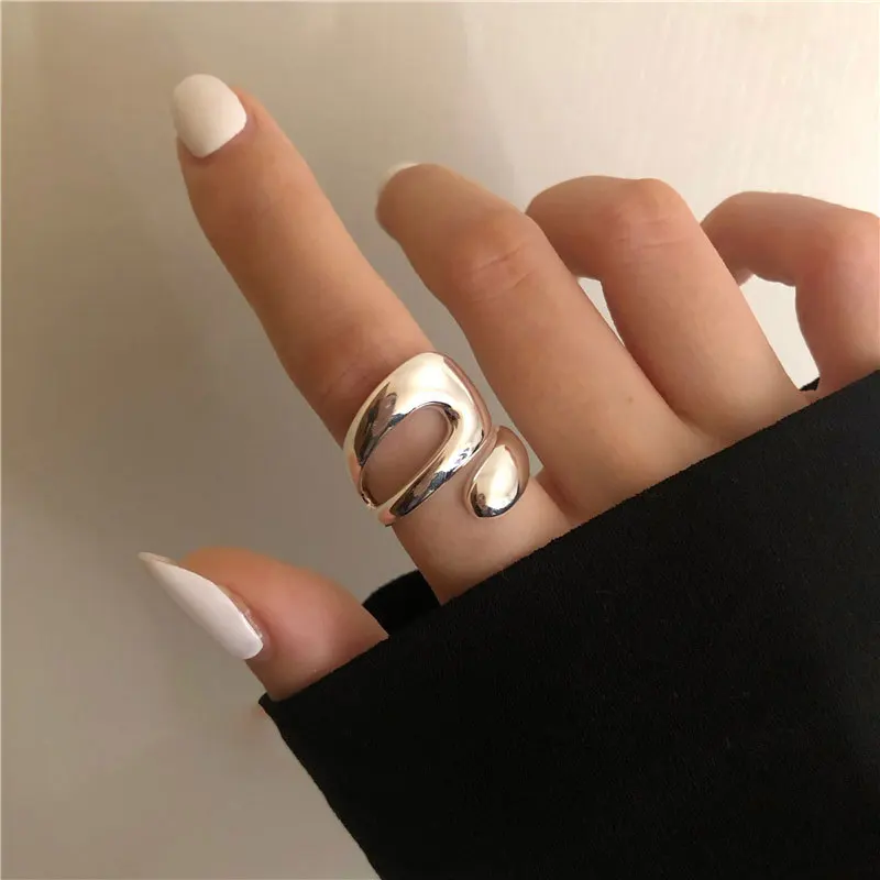Women's 925 Silver Geometric Open Ring