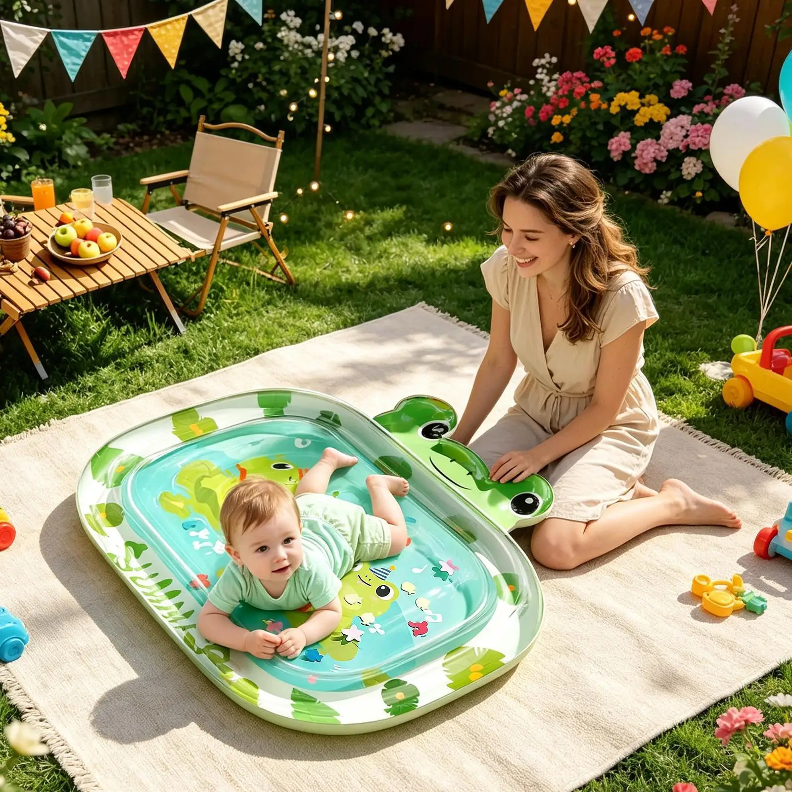 kids-water-mat-cute-frog-waterproof-portable-leakproof-toys-development-toys-cooling-pad-for-boys-girls-hot-weather-home-camping