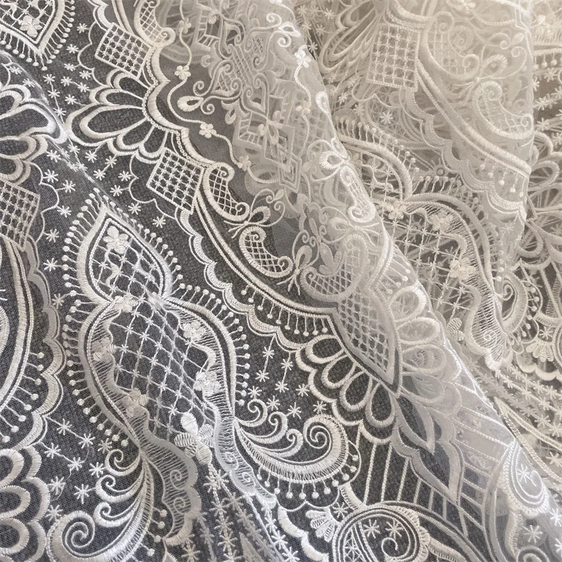 Mesh Embroidery Fabric for Wedding Dress, European Pattern, Bridal Lace, RS4169