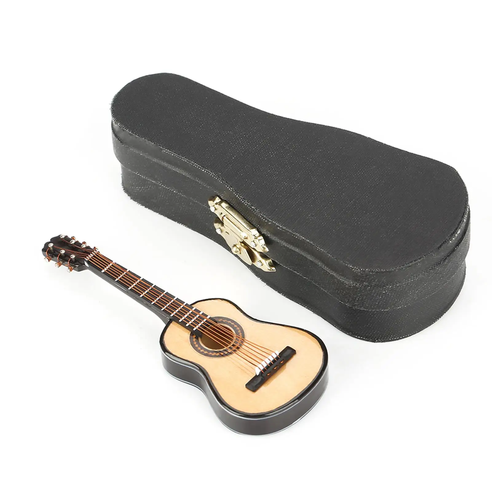 Miniature Wooden Guitar Model Display Mini Musical Ornaments Craft Home Decor Mini Guitar Display Miniature Guitar Model