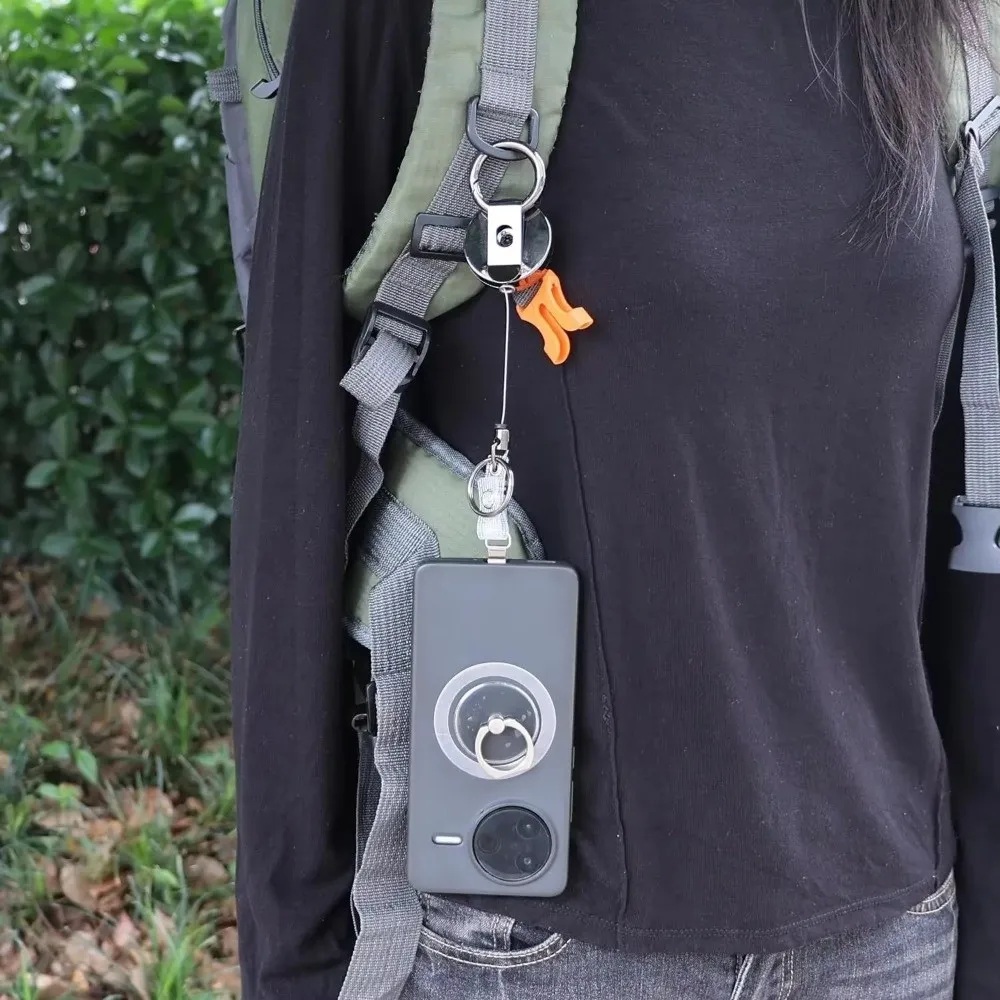 Retractable Phone Holder Lanyard Anti-Theft Anti-Drop Retractable Keychain Metal Clip Safety Lanyard Anti-Drop Harness