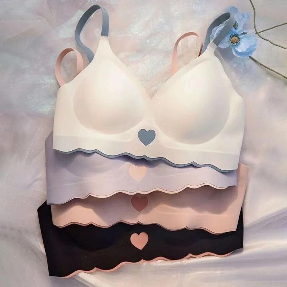 Heart Close-fitting Wireless Bra Shockproof Gathered Breasts Seamless Bralette Lingerie Push Up Sports Bra Running image 4