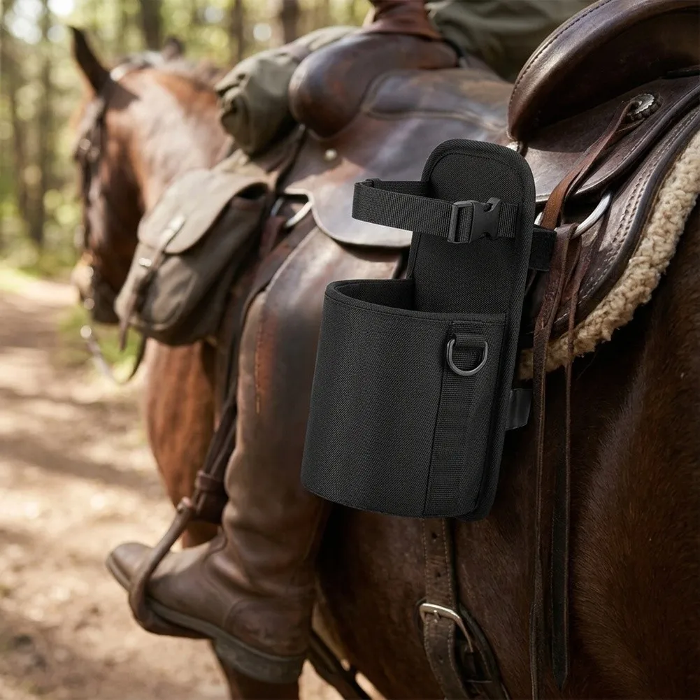 Saddle-Mounted Water Bottle Holder - 900D Nylon Carrier with Metal Clip and Two Stabilizing Straps for Long Ride Hydration