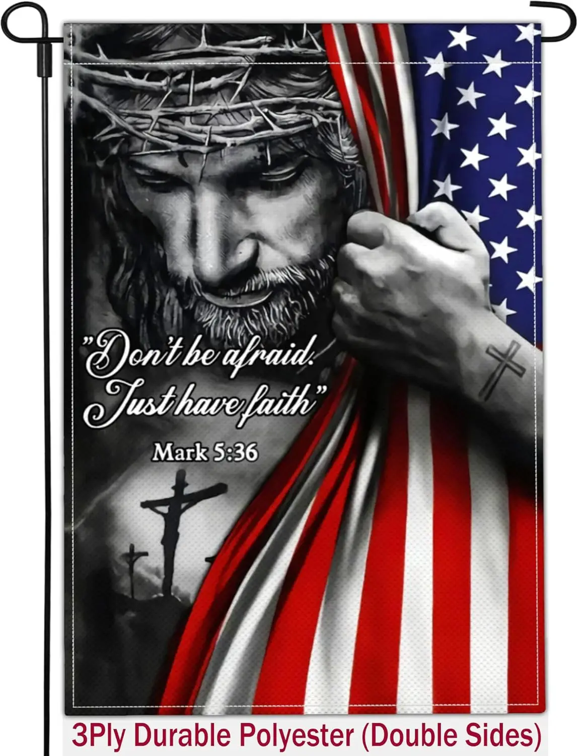 

Faith Over Fear Jesus Garden Flag Patriotic Christian Jesus American Garden Flags for Outside 12x18 Double Sided Outdoor House Y