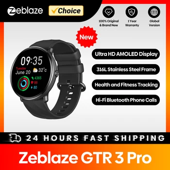 Zeblaze-Montre intelligente GTR 3 Pro pour homme et femme, écran AMOLED, passer et répondre à des appels téléphoniques, montre intelligente de fitness, acier inoxydable, SION L