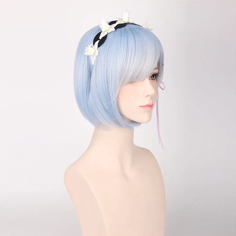 Starting from Scratch in Another World, the Ram Rem Cosplay Wig Simulates the Scalp Synthetic Fiber Wig - view 4